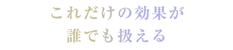 これだけの効果が誰でも扱える