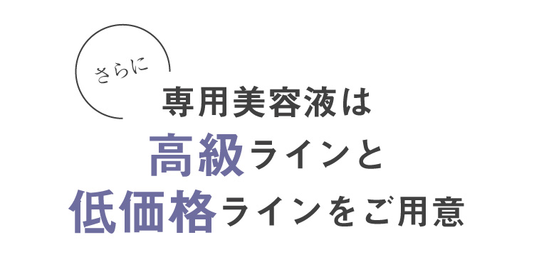 さらに戦用美容液は高級ラインと低価格ラインをご用意